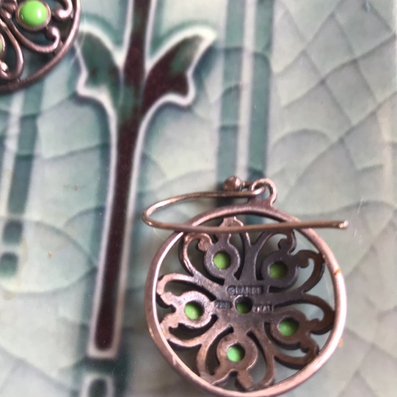 Boho art nouveau /deco floral earrings signed - Picture 4 of 5